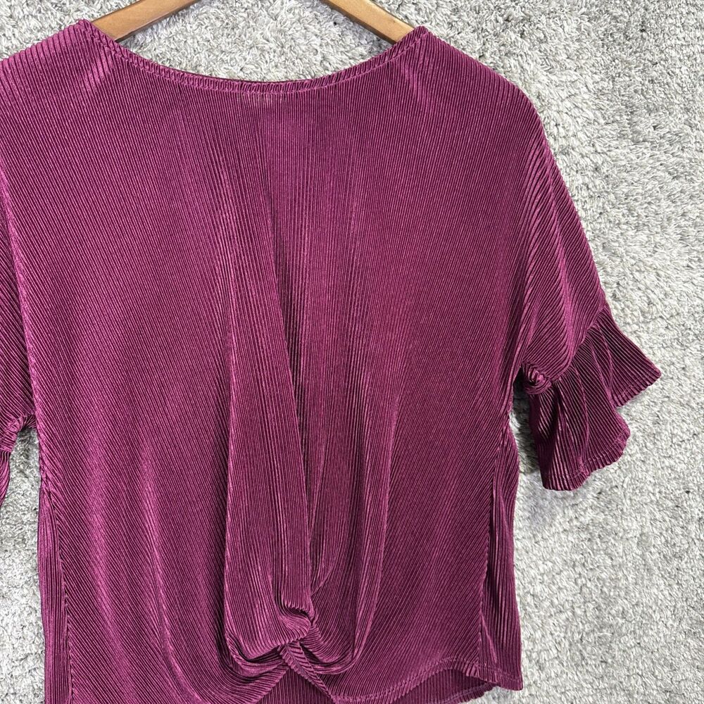 Truself Women’s Purple Burgundy Dolman Flare Sleeve Blouse Top Small Stretch - Picture 3 of 8